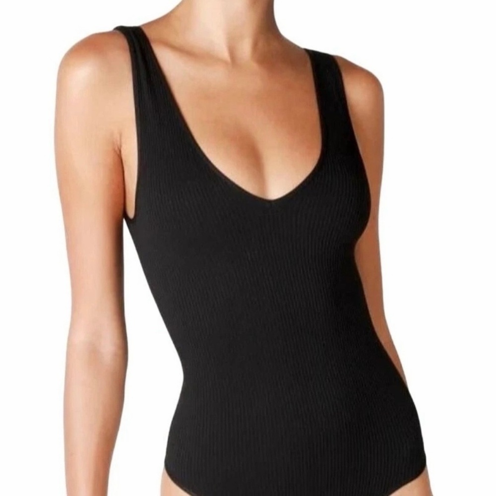 Aura Black Ribbed Bodysuit